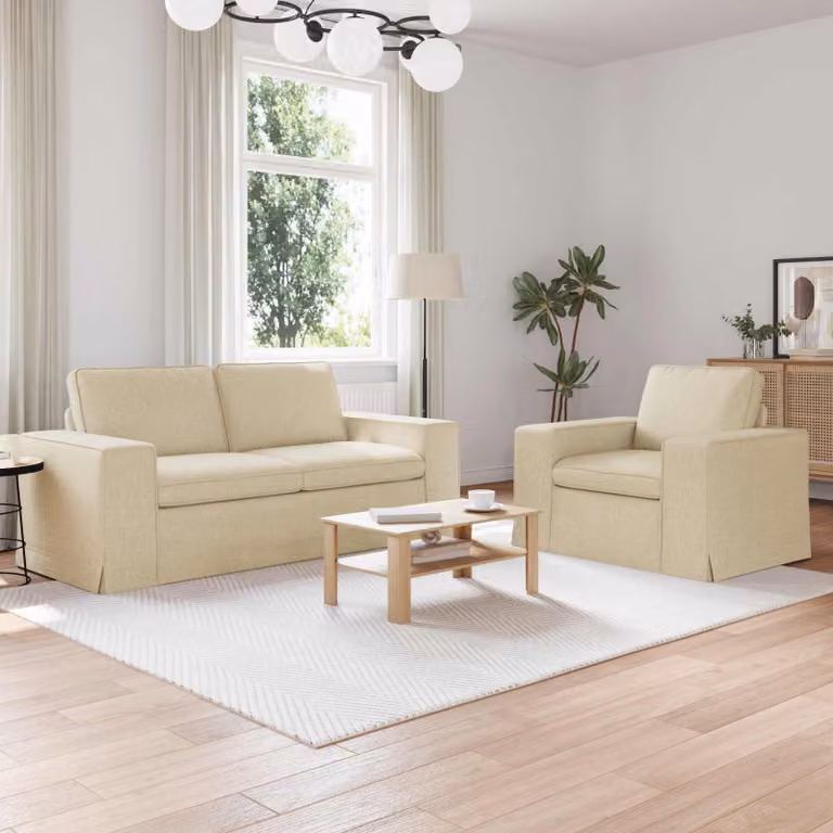 Set di 2 divani vidaXL moderni in tessuto beige con struttura in metallo L: 182 cm, P: 80 cm, H: 82 cm