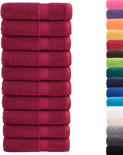 Set di 10 asciugamani da bagno SOLUND in cotone spugna rosso, 100x150 cm, 600 g/m2