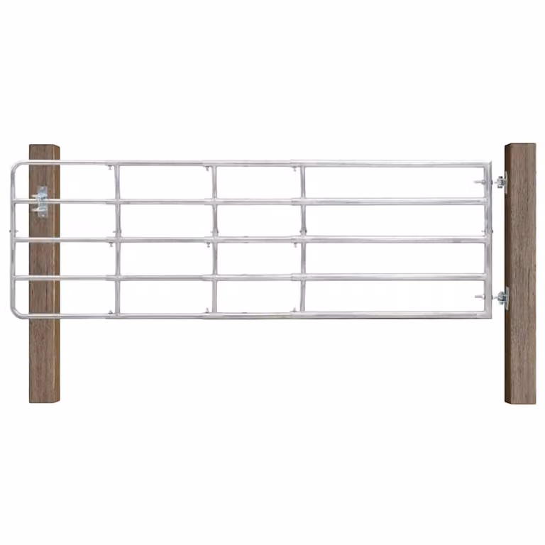 Cancello da giardino singolo vidaXL in acciaio galvanizzato con 5 sbarre, Argento, L: 150-400 cm, H: 90 cm