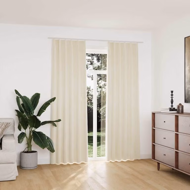 Set di 2 tende oscuranti vidaXL in velluto beige con ganci, L 140 cm x H 225 cm