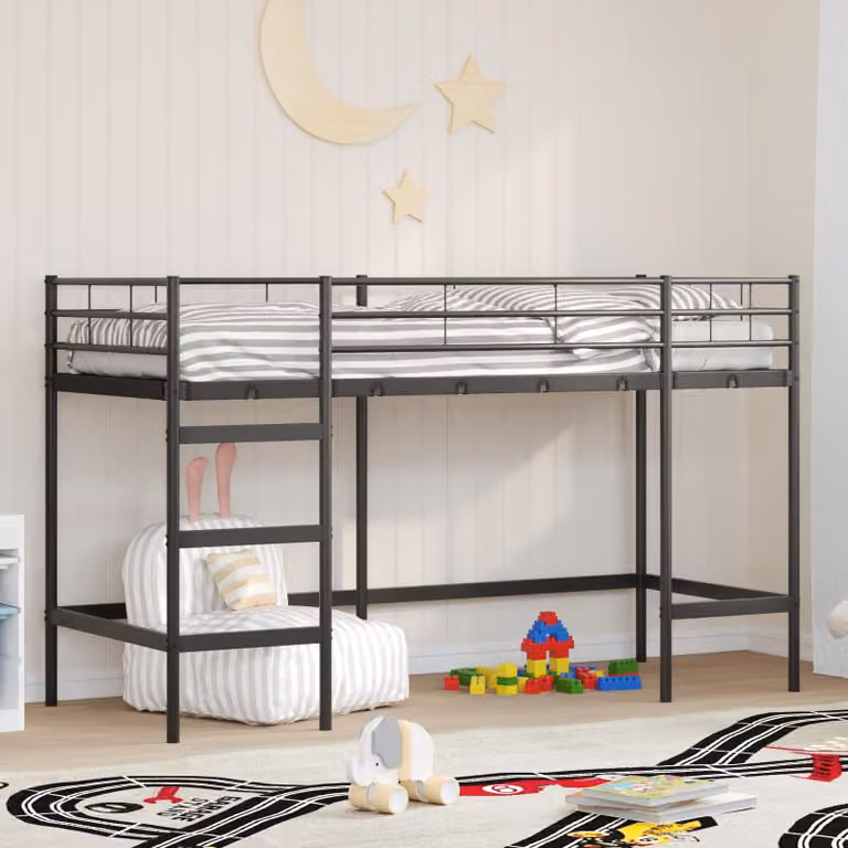 Letto loft per bambini vidaXL in metallo nero L: 80 cm, P: 190 cm, H: 194 cm