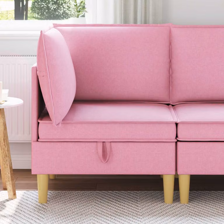 Divano con contenitore vidaXL in tessuto con struttura in legno, disponibile in marrone o rosa