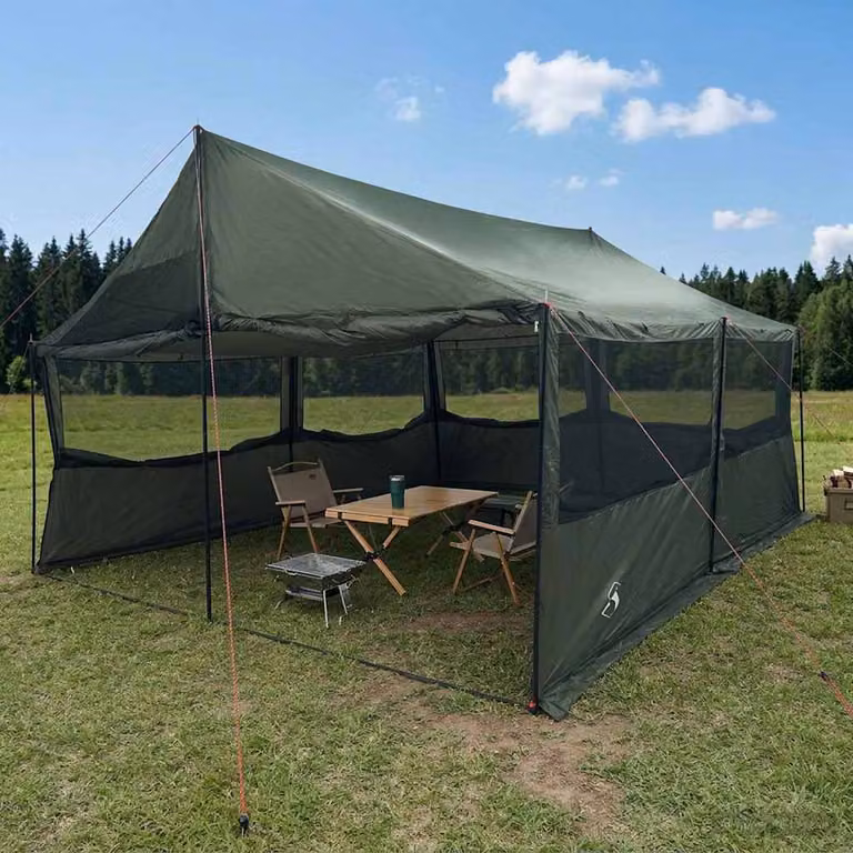 Tenda Familiare vidaXL Verde militare L: 600 cm, P: 400 cm, H: 268 cm