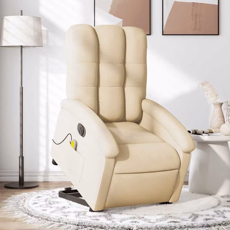 Poltrona Alzapersona Elettrica Massaggiante vidaXL in Tessuto Beige
