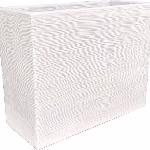 Fioriera Rigata Shabby in polietilene bianco H 61 x L 78 x P 35 cm