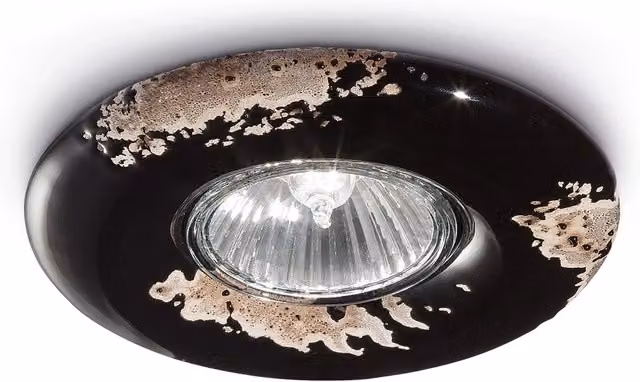 Spot Vintage Ferroluce in ceramica nera con 1 luce GU10, diametro 11 cm