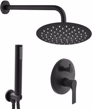 Set doccia da incasso INBAGNO in ottone nero opaco con soffione e kit doccino