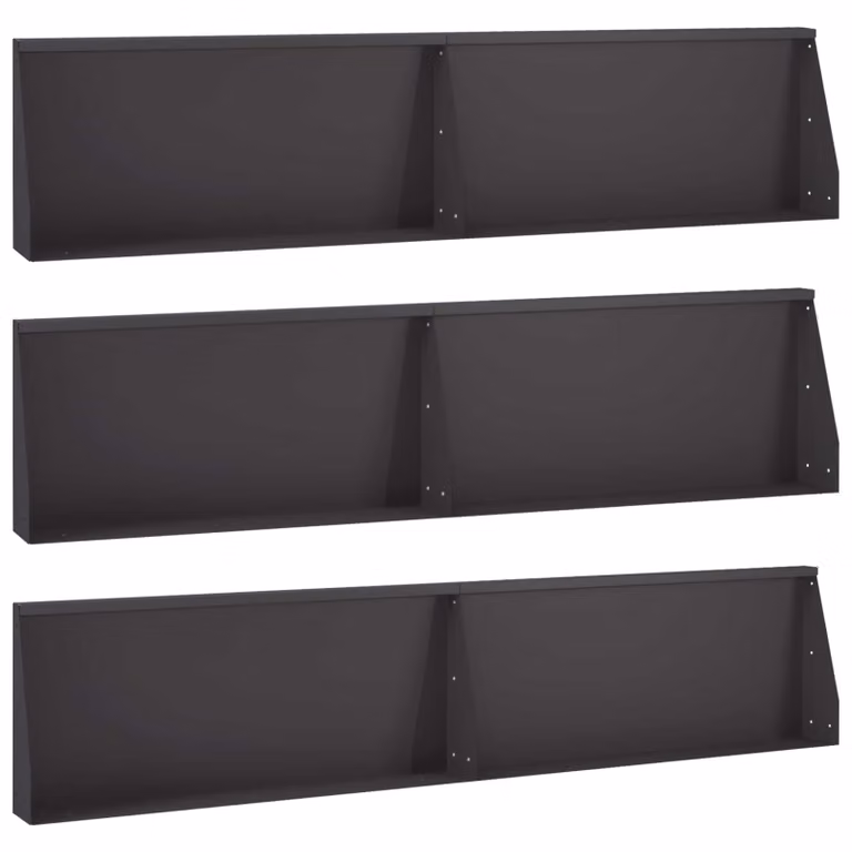 Set di 6 muretti di contenimento per orto rialzato vidaXL in acciaio nero, L: 100 cm, H: 12 cm, P: 40 cm