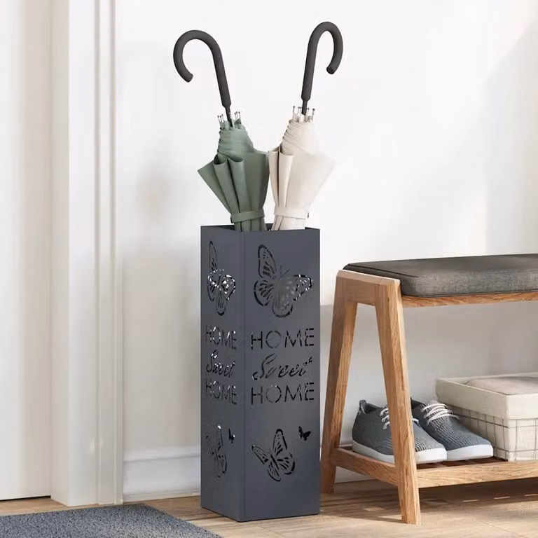 Stand per ombrelli da pioggia vidaXL in metallo colore antracite L/P/H: 15,5 x 15,5 x 49 cm