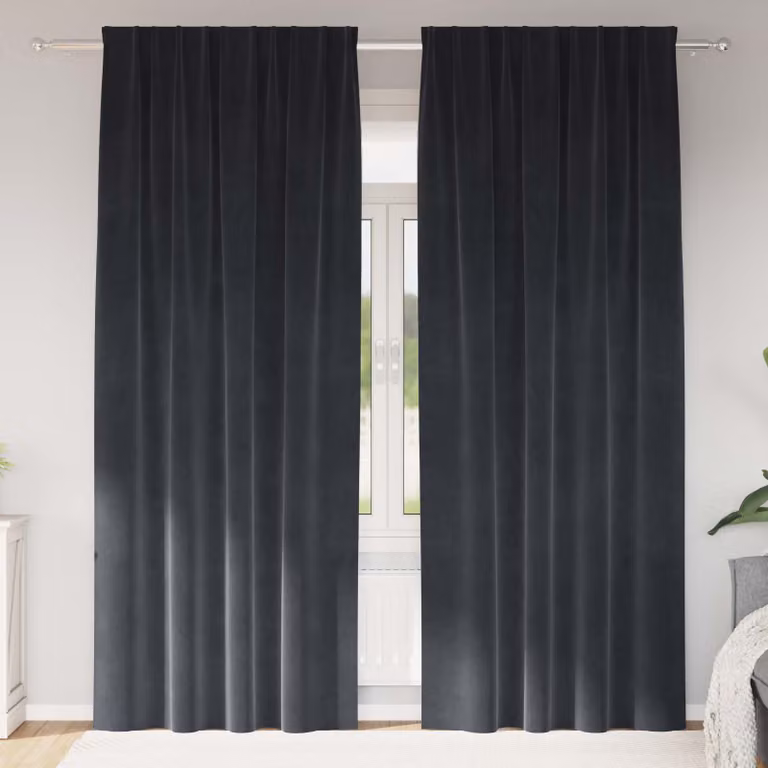 Set di 2 tende oscuranti vidaXL in velluto antracite, L: 140 cm, H: 260 cm