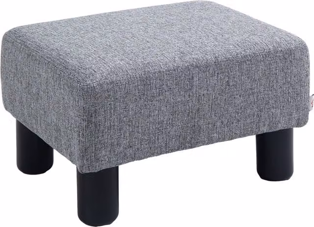 Pouf poggiapiedi imbottito HOMCOM in tessuto effetto lino, grigio, L 40 x P 30 x H 24 cm