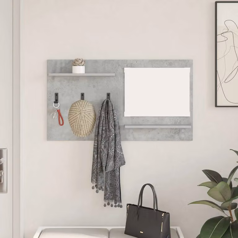 Appendiabiti a muro vidaXL moderno in MDF Grigio, L 90 x P 10 x H 50 cm