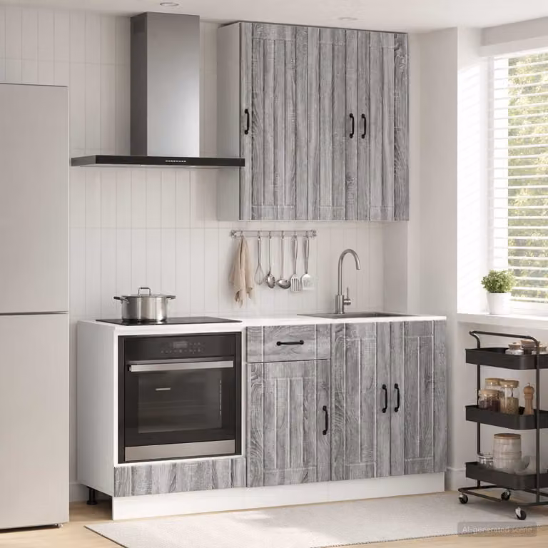 Unità cucina moderna vidaXL LUCCA composta da 5 pezzi in legno ingegnerizzato grigio opaco