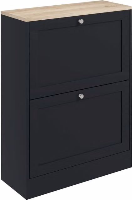 Scarpiera da ingresso HOMCOM nera con 2 cassetti ribaltabili e ripiani regolabili per 12 paia di scarpe, L: 60 cm, P: 23,5 cm, H: 80 cm