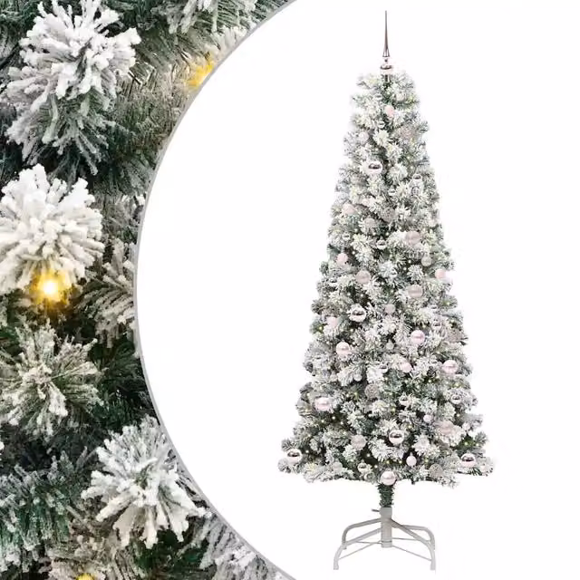 Albero di Natale artificiale vidaXL verde e bianco con rami pieghevoli, Altezza: 210 cm