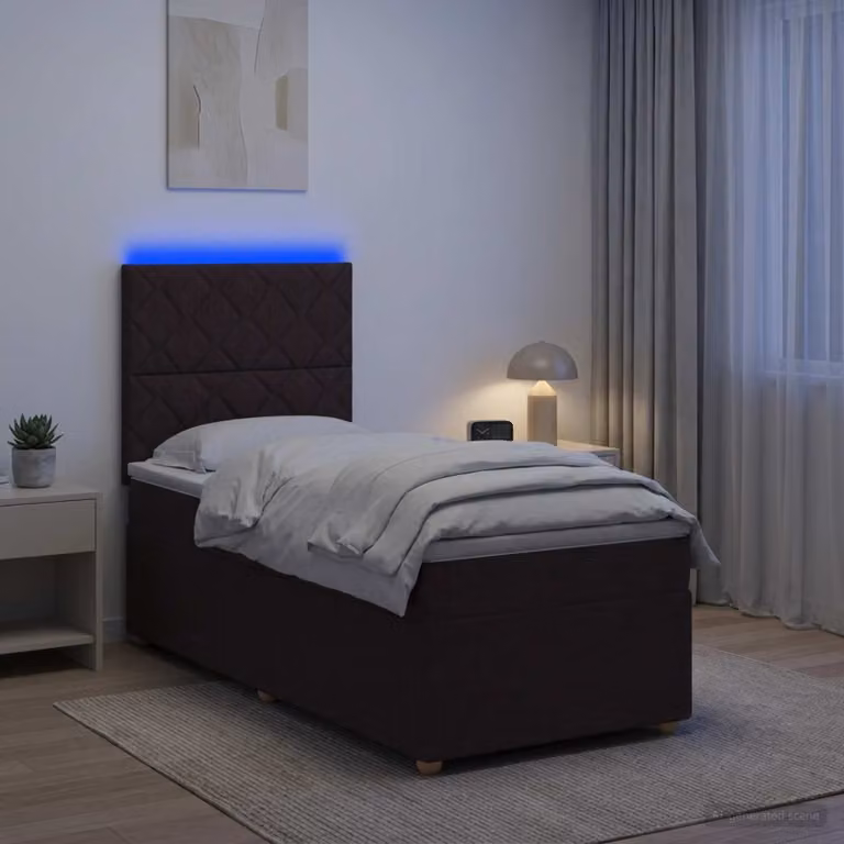 Letto box spring ibrido vidaXL con materasso a molle insacchettate e base contenitore, con illuminazione sottostante e porta USB, L/P/H: 200 x 80 x 76,5 cm