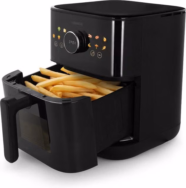 Friggitrice ad aria KASANOVA da 6 L nera con display digitale e spegnimento automatico, 1450 W