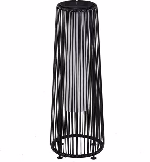 Lanterna Solare da Giardino LED Outsunny in Rattan e Metallo, Nero, Ø 21.5 x H 61 cm