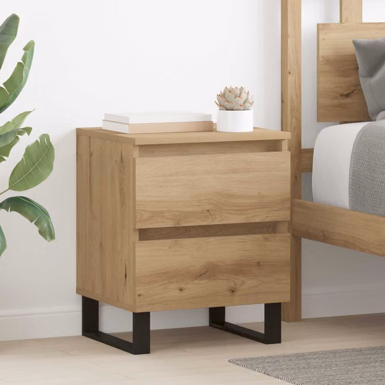 Set di 2 Armadi da Notte vidaXL in Stile Rustico Marrone L: 40 cm, P: 35 cm, H: 50 cm