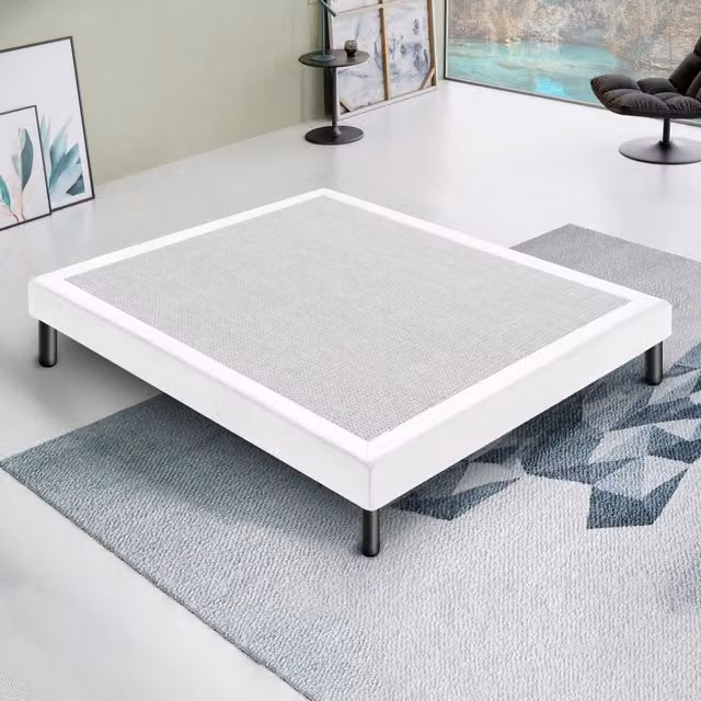 Letto Sommier MaterassDoghe Piazza e Mezza Bianco con Struttura Rivestita L: 140 cm, P: 190 cm