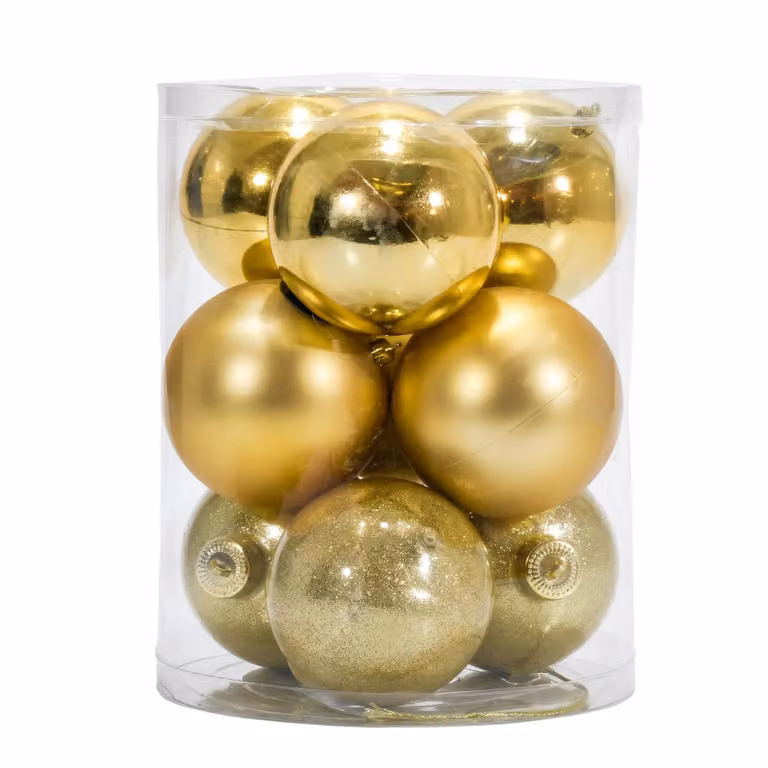 Set di 9 palline di Natale Vestiamo Casa, colore oro, diametro: 10 cm