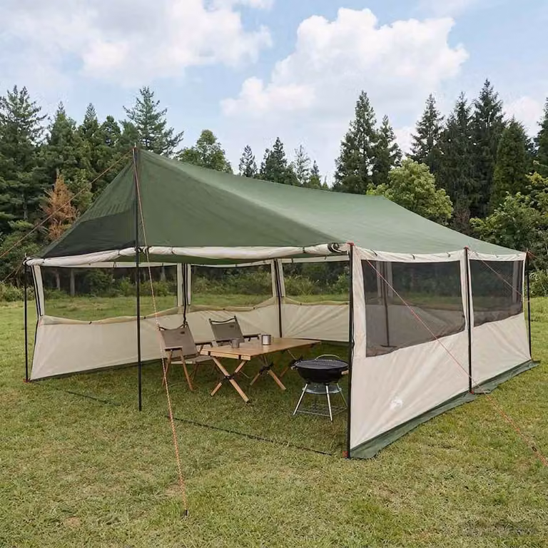 Tenda Familiare vidaXL Verde in Poliestere e Acciaio L: 600 cm, P: 400 cm, H: 268 cm