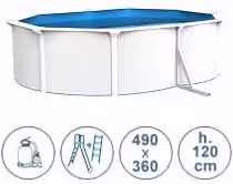 Piscina fuori terra ovale in acciaio WHITE POOL bianca e blu L: 490 cm, P: 360 cm, H: 120 cm