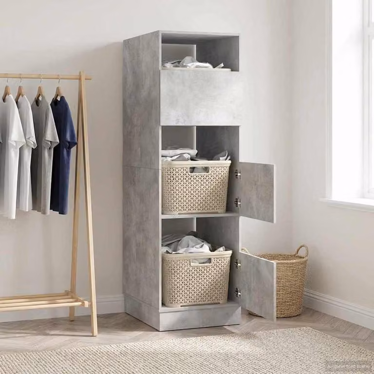 Mobile da lavanderia vidaXL moderno in MDF Grigio, L/P/H: 50 x 68 x 162 cm