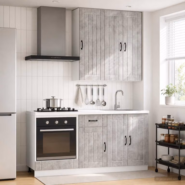 Unità cucina moderna vidaXL LUCCA composta da 5 pezzi in grigio cemento e legno ingegnerizzato MDF