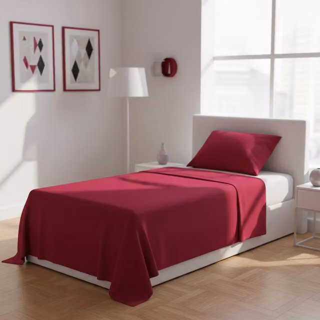 Parure letto singolo Young Kasanova rossa in cotone con lenzuolo piano e federa 90x190 cm