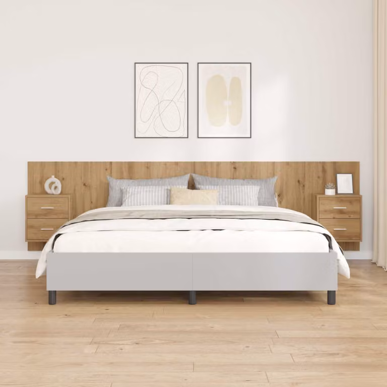 Set di 3 pezzi Testata con Comodini Integrati vidaXL in Legno Rovere Marrone Moderno