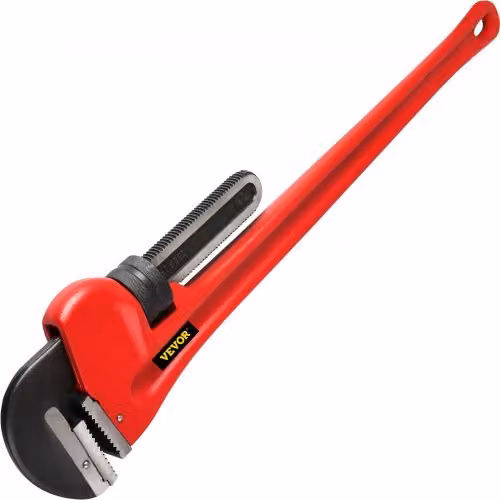 Chiave per tubi VEVOR in ghisa rossa con ganascia da 200 mm, lunghezza 110 cm, ideale per lavori idraulici su rubinetti, scarichi e sanitari