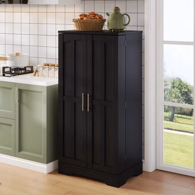 Credenza moderna nera in MDF e metallo con illuminazione integrata e ripiani interni, L: 120 cm, P: 40 cm, H: 60 cm