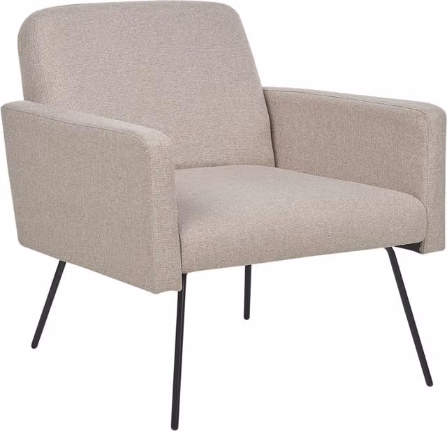Poltrona Beliani in tessuto Verde e Beige con gambe in metallo nero, design moderno e stile lounge per il tuo soggiorno