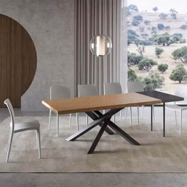 Tavolo allungabile Itamoby Versalux in legno rovere con gambe in metallo antracite, L: 180-280 cm, P: 90 cm, H: 75 cm