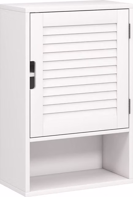 Armadietto da bagno a parete HOMCOM con ripiano regolabile e ante soft-close, Bianco, L 40 x P 20 x H 60 cm