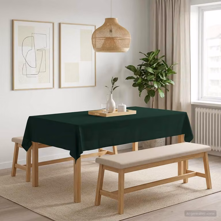 Tovaglia da tavolo rettangolare vidaXL in poliestere verde, idrorepellente e antimacchia, L: 140 cm x P: 220 cm