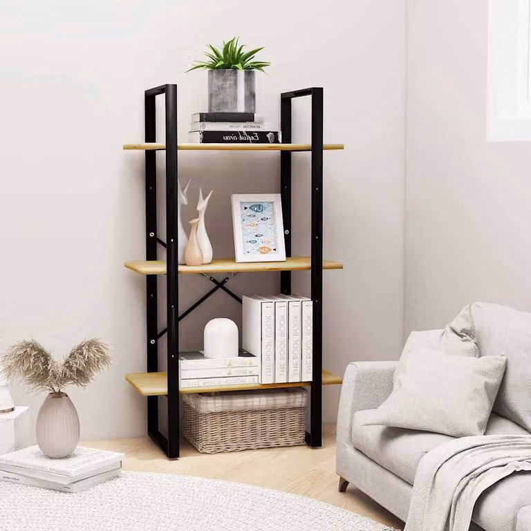 Scaffale Portaoggetti Industrial vidaXL in Legno di Pino e Metallo, Marrone, L 60 cm x P 30 cm x H 105 cm