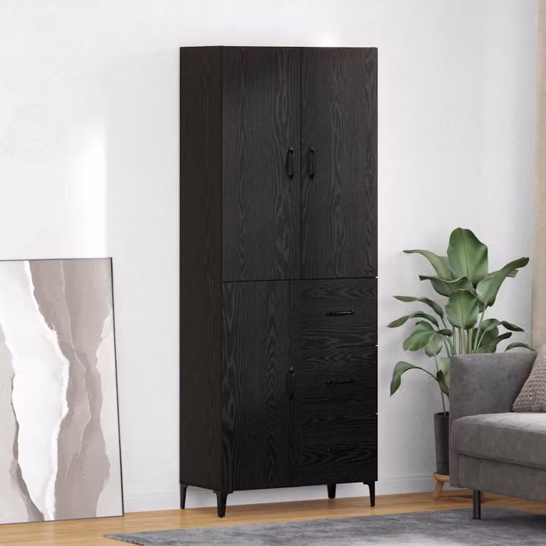 Credenza moderna vidaXL in MDF nero con ante e cassetti, L/P/H: 69,5 x 34 x 180 cm