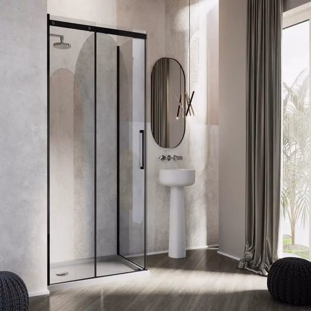 Box Doccia Rettangolare IDRALITE Prime Bla Duo 1 con Anta Scorrevolente, Vetro Trasparente da 8 mm e Trattamento EasyClean, Versione Sinistra, L: 110 cm, H: 198 cm, P: 80 cm