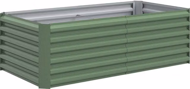 Fioriera rialzata Outsunny in acciaio galvanizzato con fondo aperto, verde chiaro, L: 180 cm, P: 90 cm, H: 57,5 cm