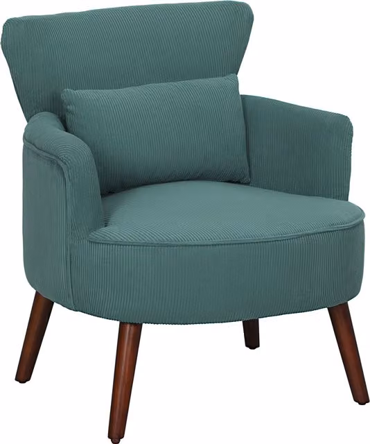 Poltroncina Moderna HOMCOM con Braccioli e Imbottitura Mista, Colore Verde
