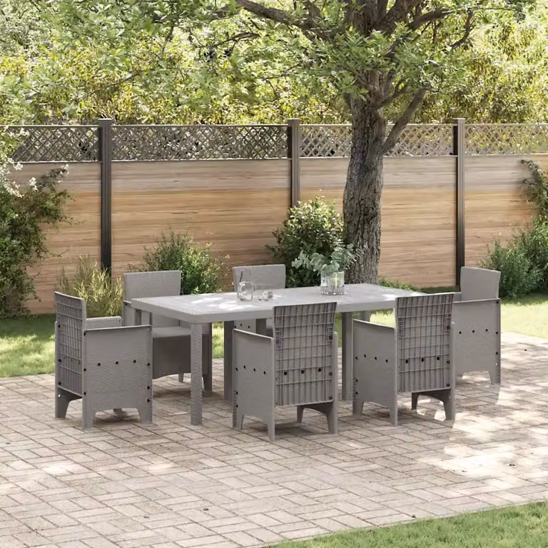 vidaXL Tavolo da giardino rettangolare in polyrattan grigio chiaro L/P/H: 200 x 100 x 73 cm