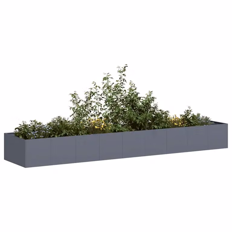 Fioriera vidaXL in acciaio antracite per orto e giardino L: 360 cm, P: 80 cm, H: 40 cm
