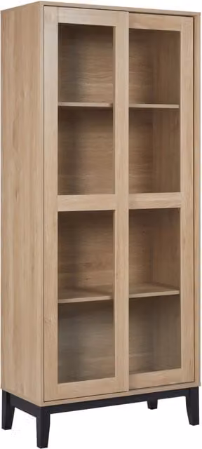 Mobiletto decorativo Beliani con ante in vetro e ripiani interni, colore marrone, H: 183 cm, L: 80 cm, P: 40 cm