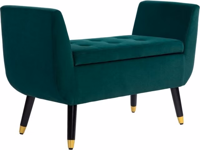Divano imbottito con braccioli e contenitore Minimal in velluto verde L: 107 cm, P: 42 cm, H: 65 cm
