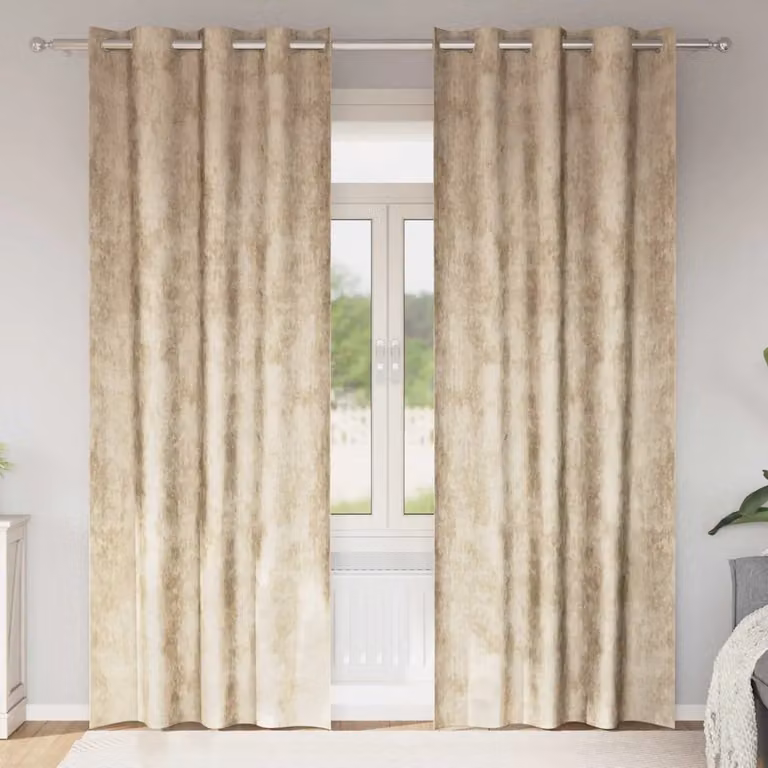 Set di 2 tende in velluto vidaXL beige, oscuranti e termoisolanti, con occhielli, L: 140 cm, H: 260 cm