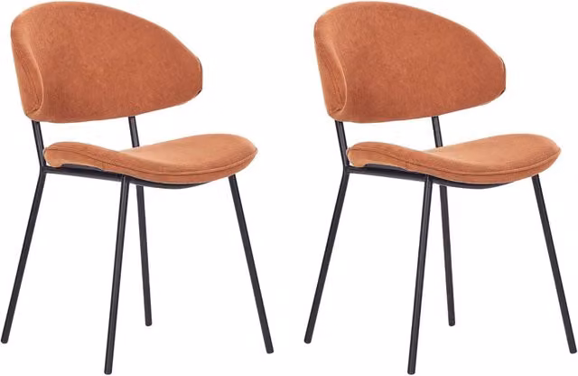 Set di 2 sedie da pranzo BELIANI in tessuto arancione e nero con struttura in metallo e schienale curvo stile moderno