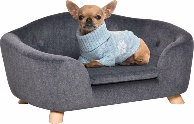 Cuccia per cani PawHut di Aosom con cuscino lavabile in tessuto, Grigio Antracite, L: 70 cm, P: 47 cm, H: 30 cm