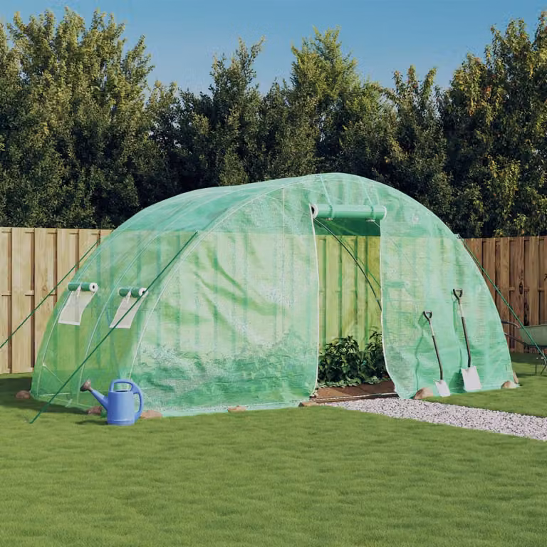 Serra vidaXL con telaio in acciaio galvanizzato e copertura in plastica verde, L 5 m x P 2 m x H 2,3 m